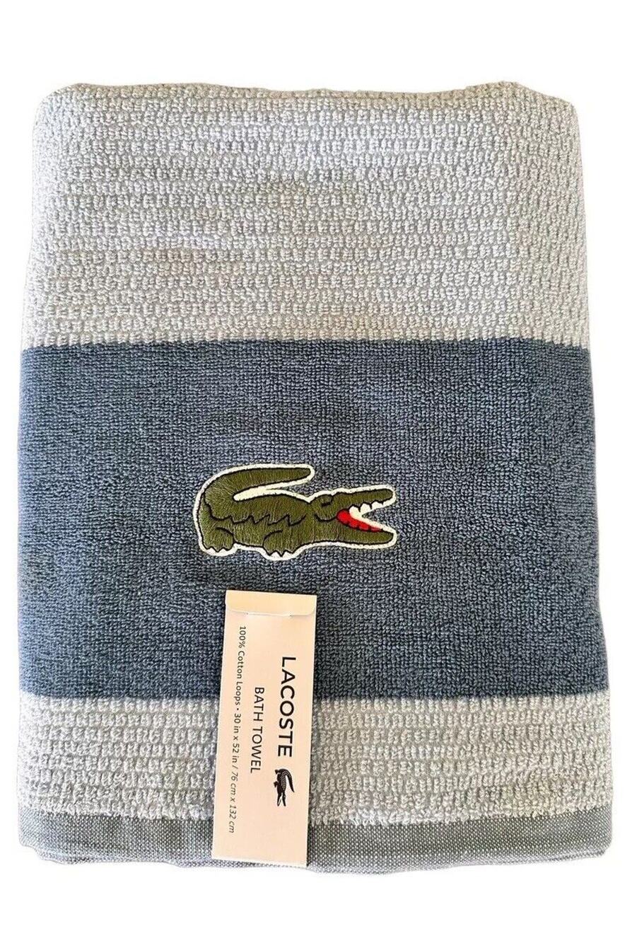 NEW Lacoste Towel 100% Cotton 30"x52" Big Crocodile Logo Blue Bath Spa Beach